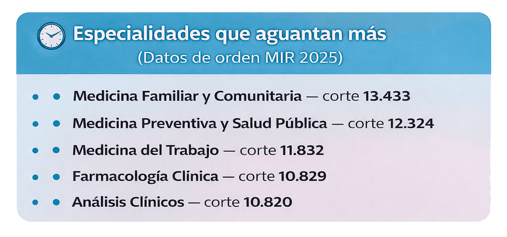especialidades que tardan más en agotarse en el mir