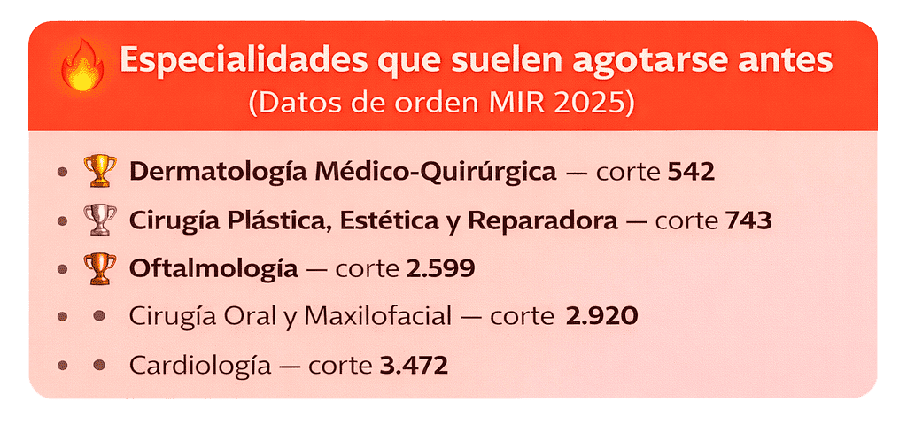 especialidades que suelen agotarse antes en el mir